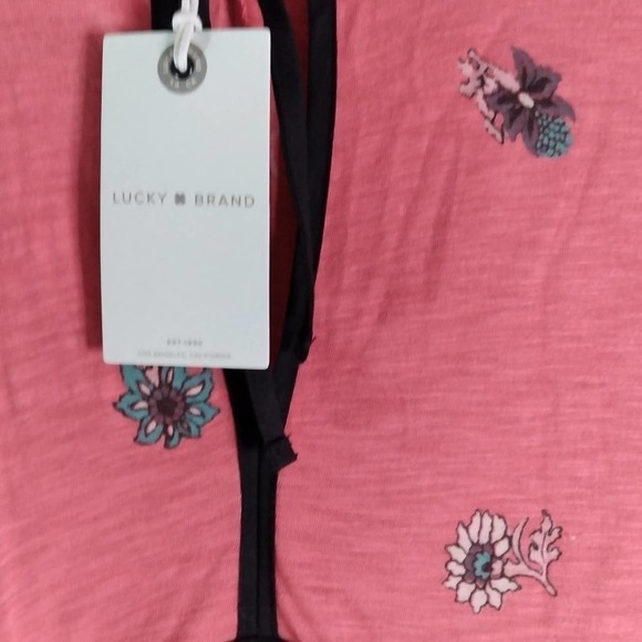 Lucky Brand Coral Pink Floral Peasant Top - Picture 9 of 14
